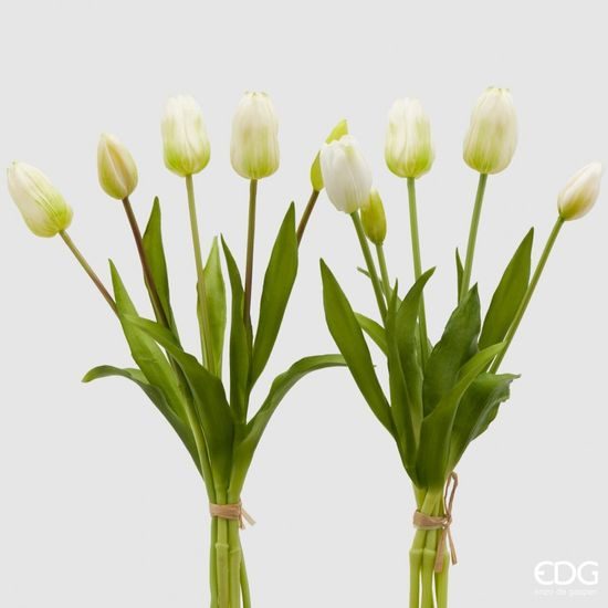 Umělá květina svazek tulipánů 5ks bílý 1ks, 40 cm