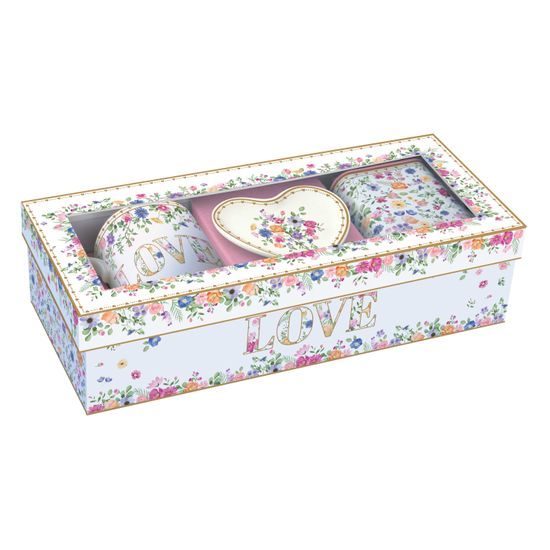 Porcelánová sada na čaj: hrnek, dóza, odkladač Mon Amour, Easy Life