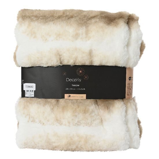 Huňatý pléd/prehoz béžovo-hnedý, 130x170x1,3 cm
