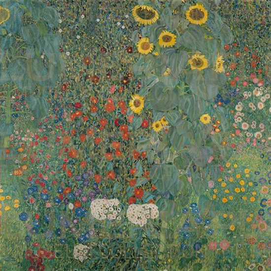 Hodvábna šatka Garden With Sunflowers, Gustav Klimt