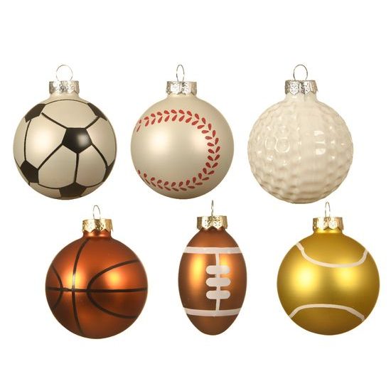Vianočná sklenená ozdoba so športovým motívom 1ks, 3,8x3,8x6,5 cm