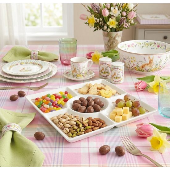 Velikonoční servírovací tác se zajíčky Happy Easter 25x25cm, Easy Life