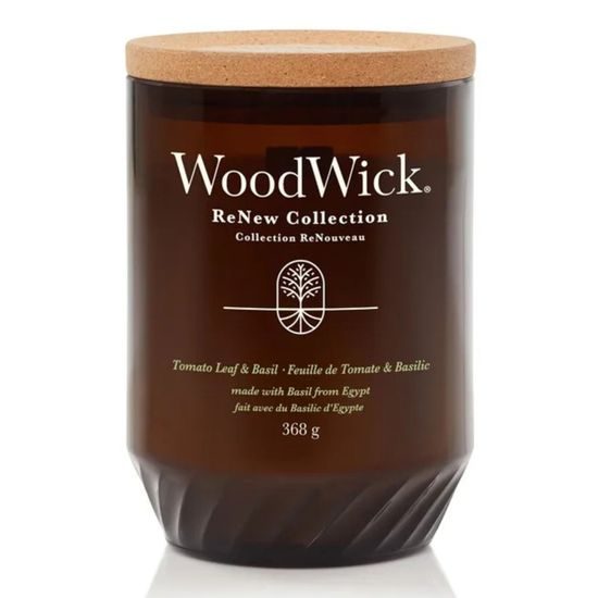WoodWick - ReNew Tomato Leaf & Basil sviečka veľká, 368 g