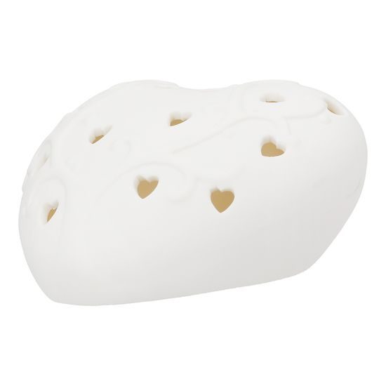 Porcelánová dekorace srdce s LED osvětlením bílé, 8,5x10x5 cm