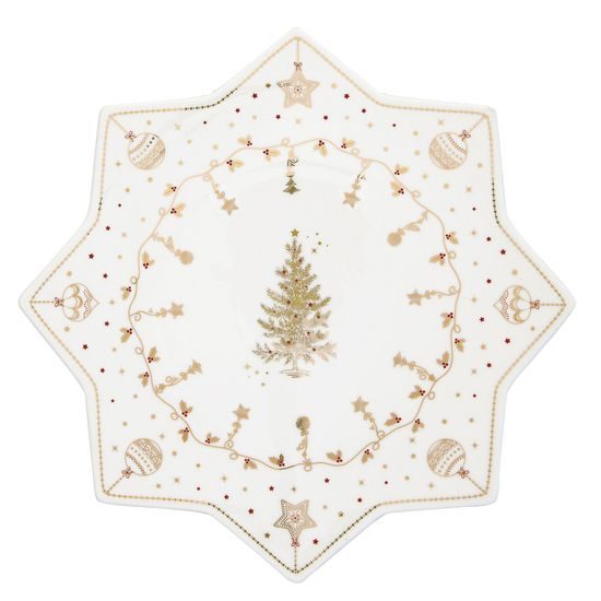 Vánoční porcelánový podnos ve tvaru hvězdy Christmas Lights 32cm, Easy Life