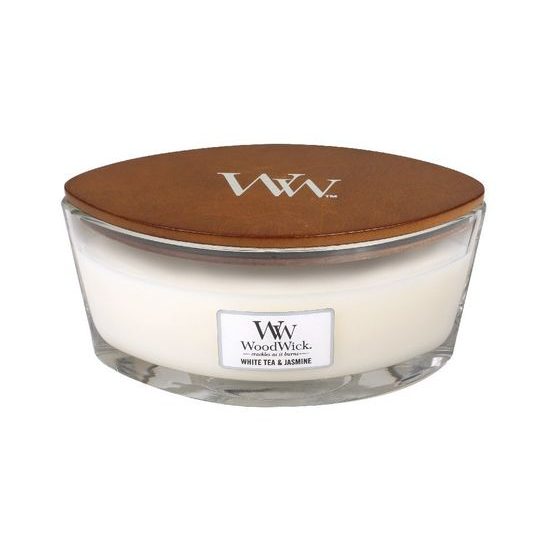 WoodWick - White Tea & Jasmine svíčka loď, 453.6 g