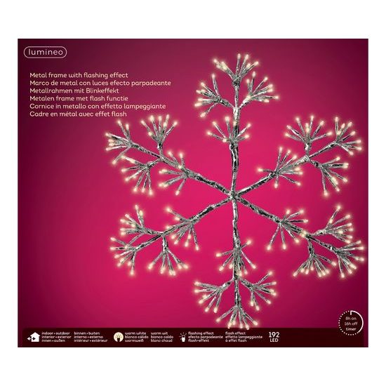 Vánoční dekorace sněhová vločka s LED osvětlení s blikajícím efektem, 5x42x48 cm
