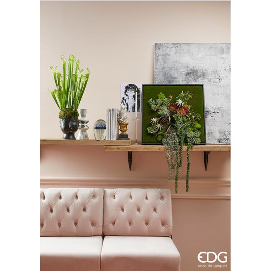 Skleněný svícen na nožce, 25 cm