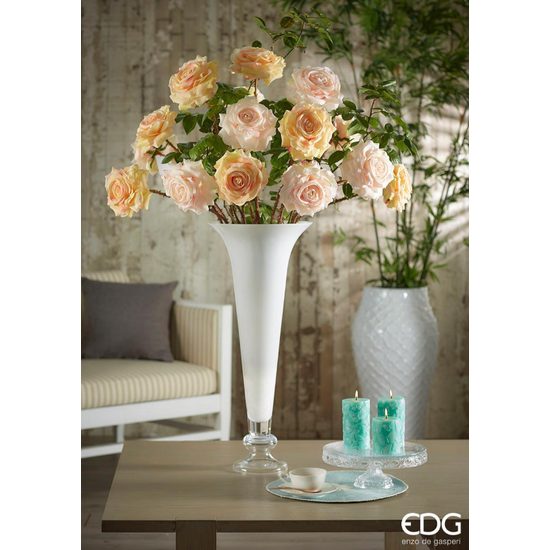 Sklenená váza Nida trumpeta biela, 70x30 cm