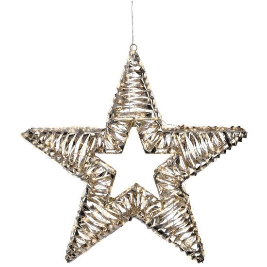 Vianočná dekorácia hviezda s LED svetlami a blikajúcim efektom zlatá, 9,5x60 cm