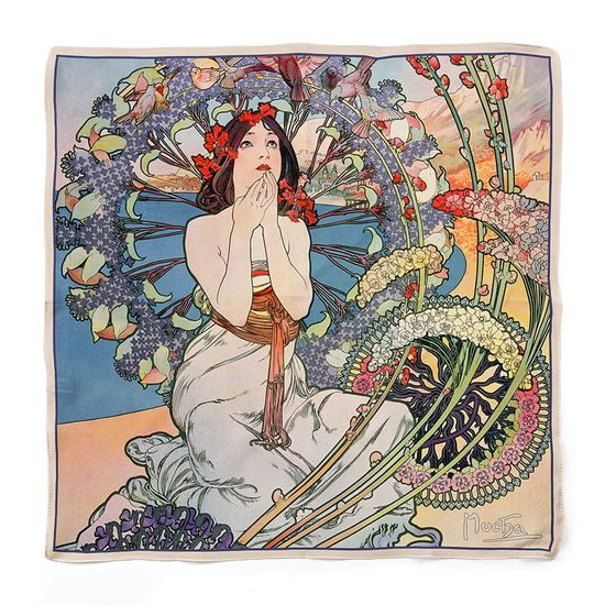 Hedvábný šátek Monaco Monte Carlo 52x52cm, Alfons Mucha