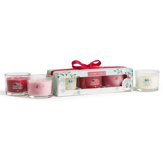 Yankee Candle - Vianočná darčeková sada votivných sviečok v skle 3ks