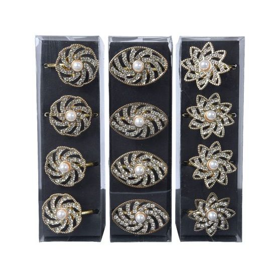 Vianočné krúžky na obrúsky s perlami, sada 4 ks, 3,5x3,5x4,5 cm