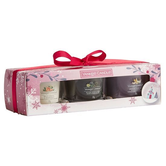 Yankee Candle - Vánoční dárková sada votivní svíčka ve skle 3ks