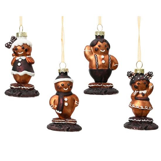 Vianočná sklenená ozdoba perníkový panáčik 1ks, 4,5x3,6x8,1 cm