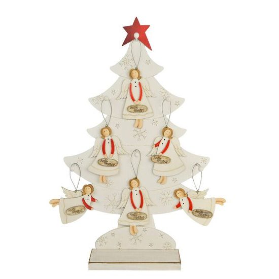 Dekorace dřevěný anděl strážný na zavěšení 1ks