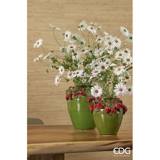 Keramická váza s jahodami Strawberries Amphora zelená, 26,5x27 cm