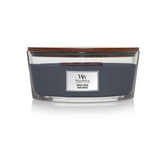 Woodwick - Indigo Suede, sviečka loď 453.6 g