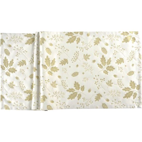 Vianočný behúň na stôl Piante 40x100 cm bielo-zlatý, Sander