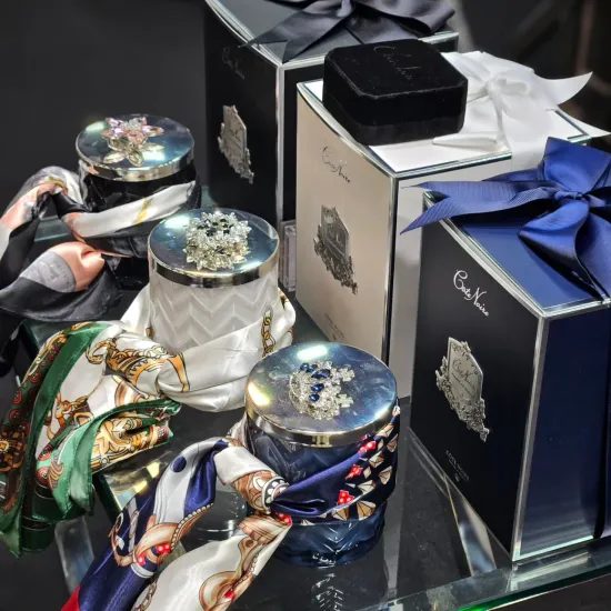 Côte Noire - Herringbone sviečka Black & Silver so šatkou, Belle Epoque