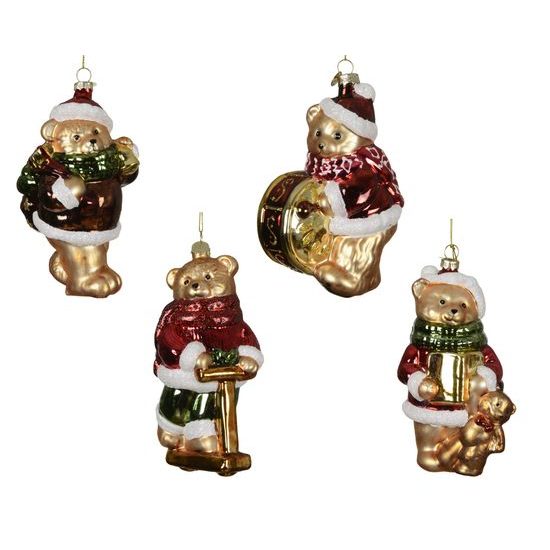 Vianočná sklenená ozdoba medvedík, 10,5x8x16 cm