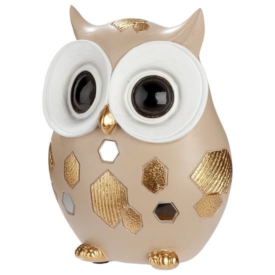 Dekorace figurka sova Midas bílá/hnědá 1ks, 6x9,5x12 cm