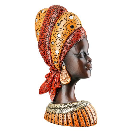 Dekorace figura hlava Afričanka Nosta, 10x20x32 cm
