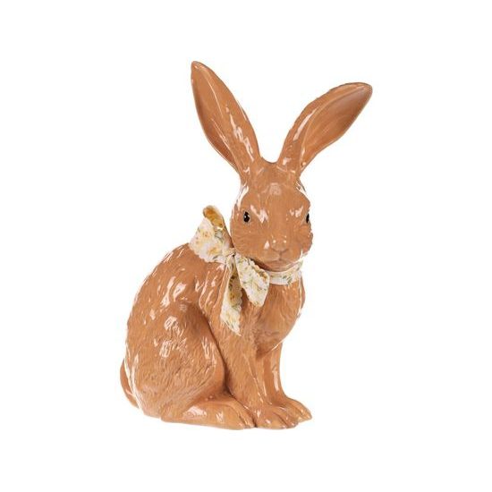 Velikonoční dekorace keramický zajíc hnědý, 19x24x11 cm