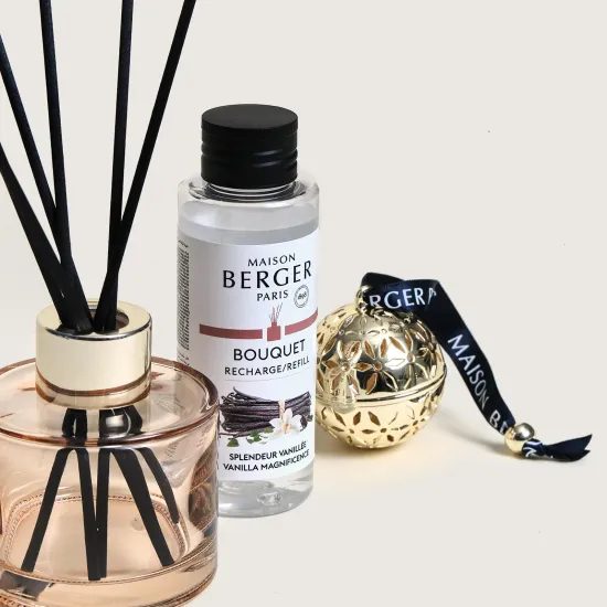 Maison Berger Paris - Dárková sada: Aroma difuzér Pomelis 90 ml, vonná ozdoba Pomander, Velkolepá vanilka