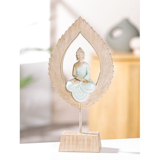 Dekorace Buddha Meditation v listu na klínku, 6,5x15,5x31,5 cm