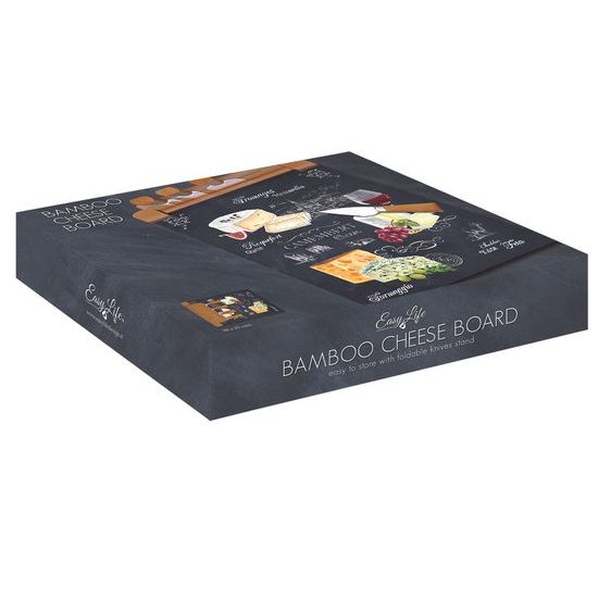 Servírovací sada se skleněnou deskou a noži na sýry Les Fromages v dárkovém balení 30x25cm, Easy Life