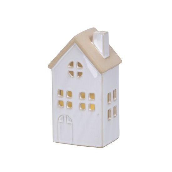 Keramická dekorace domeček s LED osvětlením, 6,7x8,7x15,5cm