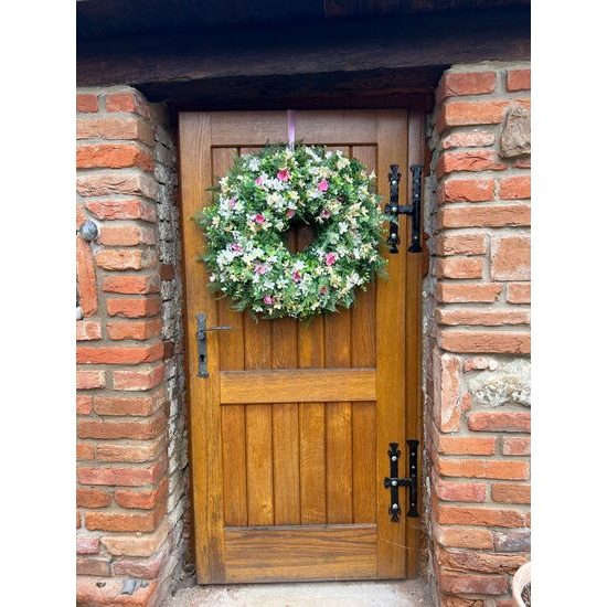 Jarní dekorace věnec na dveře jarní kvítí, 65-70cm