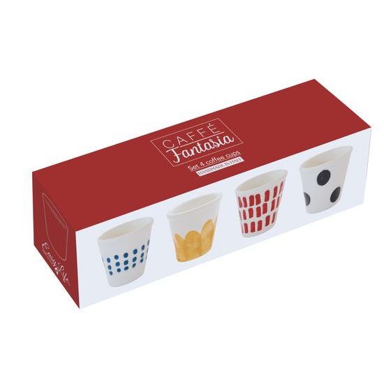 Porcelánová súprava šálok na espresso bez uška 4ks Caffe Fantasia 60 ml Pop, Easy Life