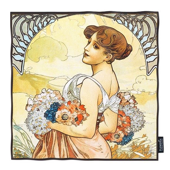 Hodvábna šatka Summer 52x52cm, Alfons Mucha