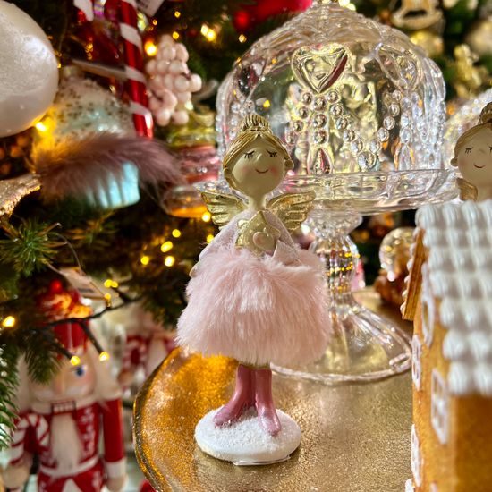 Vánoční dekorace anděl s růžovou sukní Cosy 1ks, 13,5x7x5 cm