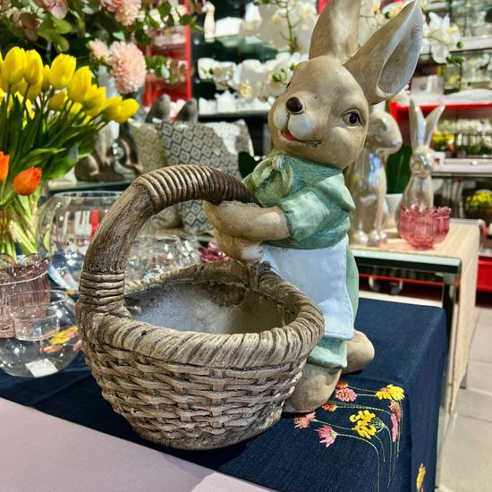 Velikonoční dekorace zajíc obal na květiny hnědý, 32x36x40 cm