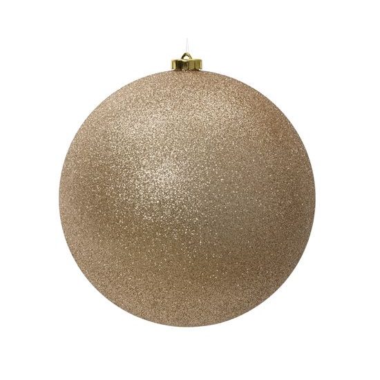 Vánoční plastová ozdoba champagne s flitry, 14 cm