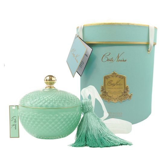Côte Noire - Round Art Deco svíčka Tiffany Blue & Gold, Perzská limetka