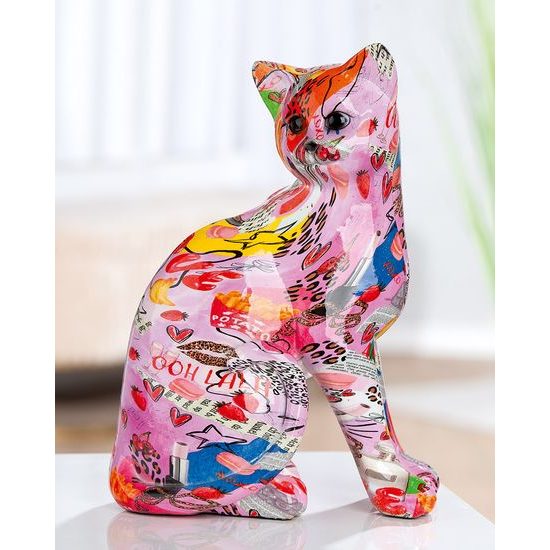 Dekorace figura kočka Ooh Lala, 16x21x29 cm