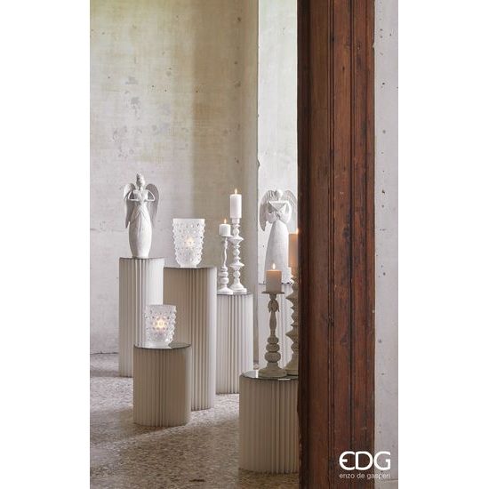 Dekorace kovový anděl se srdcem bílo-zlatý, 56,5x25x11,5 cm