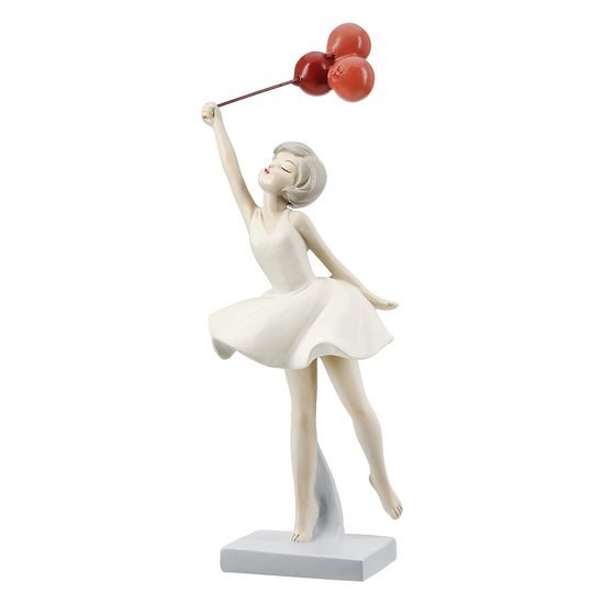 Dekorace figura žena s balónky 1ks, 6,5x9,5x23,5 cm