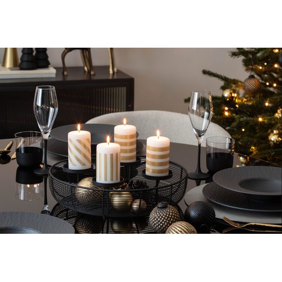 Christmas Chic sada válcových svíček bílo-zlatá 4ks 10x6cm, Villeroy & Boch