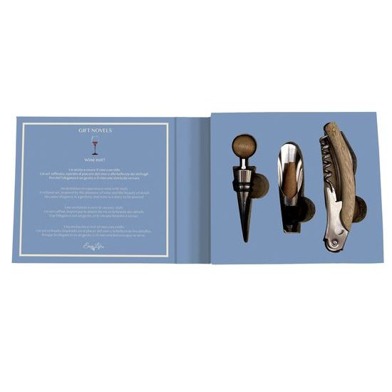 Dárková sada na víno: zátka na láhev, nálevka a vývrtka Gift Novels, Easy Life