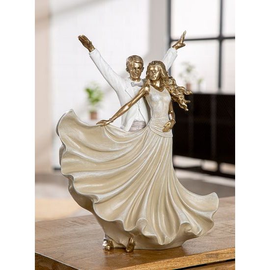 Dekorace taneční pár Salsa zlatý, 10,5x25,5x33,5 cm