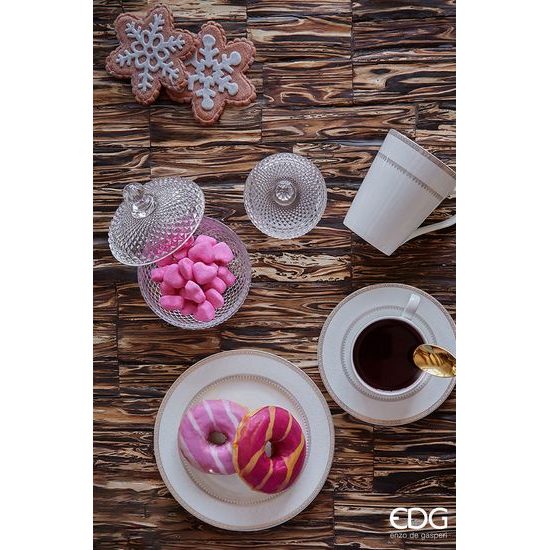 Skleněná dóza s poklopem Rombi čirá, 9x9 cm