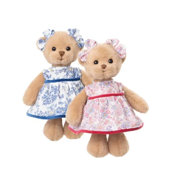 Plyšový medvídek Isabella v růžových šatech hnědý, 25 cm