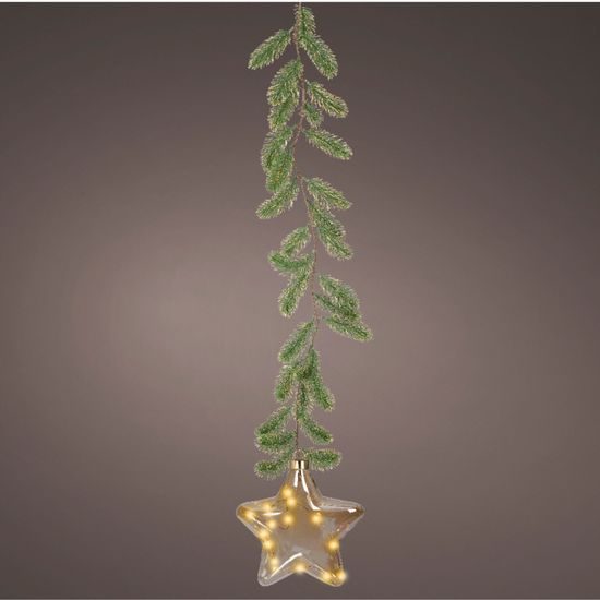 Vianočná závesná hviezda s LED svetlom a vetvičkami, 6,5x20 cm