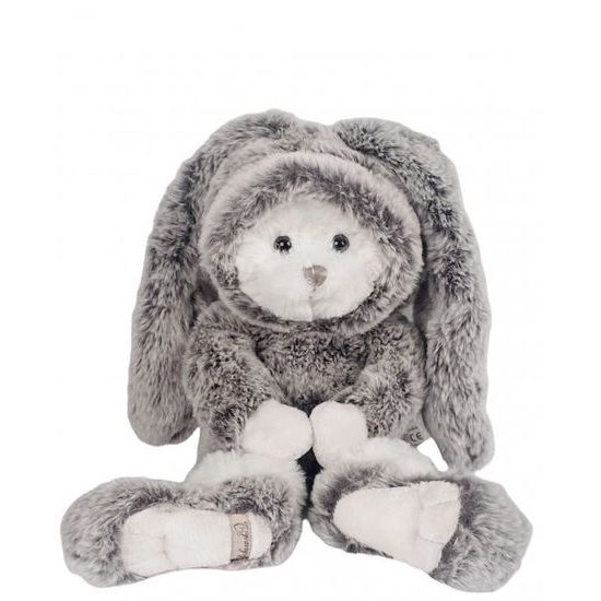 Plyšový zajačik King Ziggesmund s kapucňou sivý, 35 cm