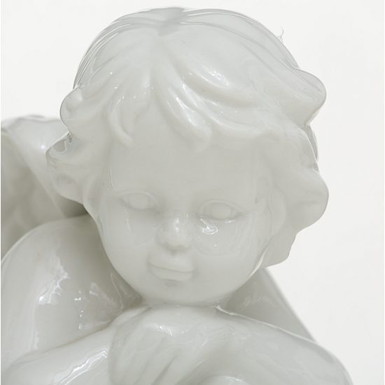 Porcelánový anděl Mirra sedící bílý, 20x24x11 cm